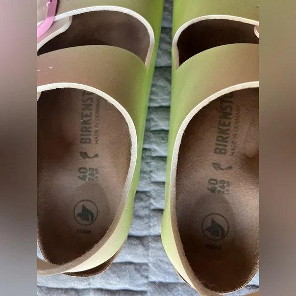 Birkenstock women’s Milano Birko-floor vegan sandals pink green ombre size 40 - Picture 3 of 8